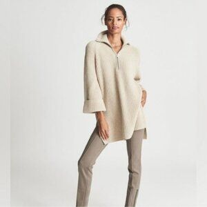 REISS Jean Zip Neck Tunic Sweater